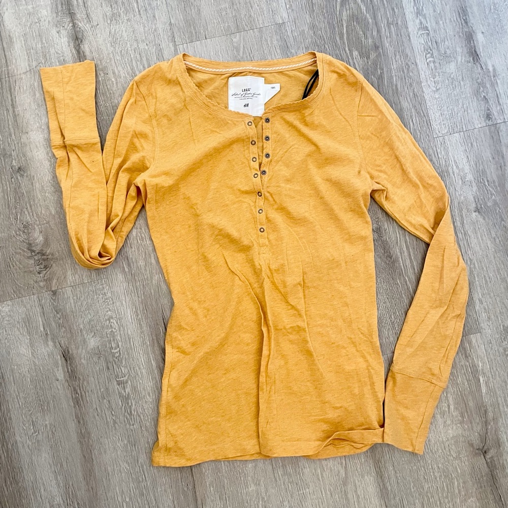 H&M mustard Long Sleeve button top size S